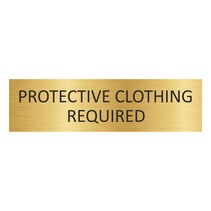 Goud aluminium deurbordje Protective clothing required