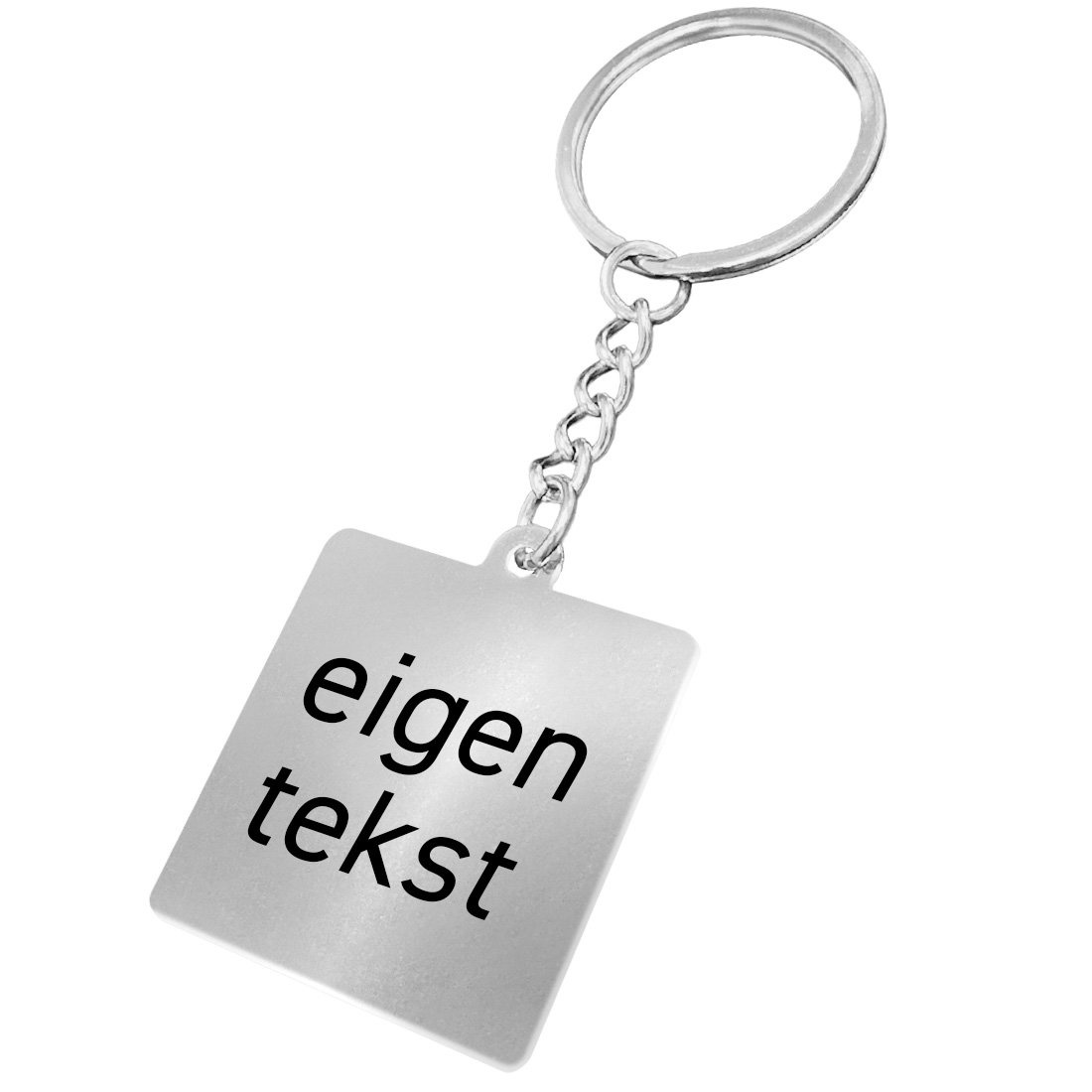 CombiCraft RVS sleutelhanger vierkant met tekst - per 1 stuk