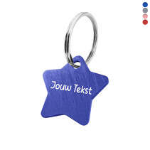 Aluminium sleutellabel ster met tekst
