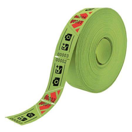 Entreebewijs op rol 57x30 mm met schuine afscheurstrook - per 1000 bonnen