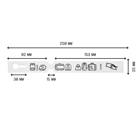 CombiCraft Kunststof bagagelabels 250x25mm op rol - per 500 labels