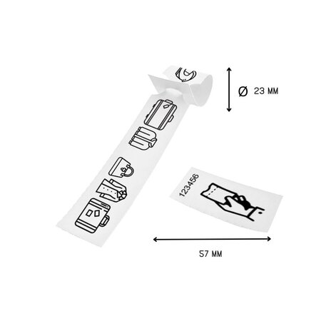 Kunststof bagagelabels 250x25mm op rol - per 500 labels