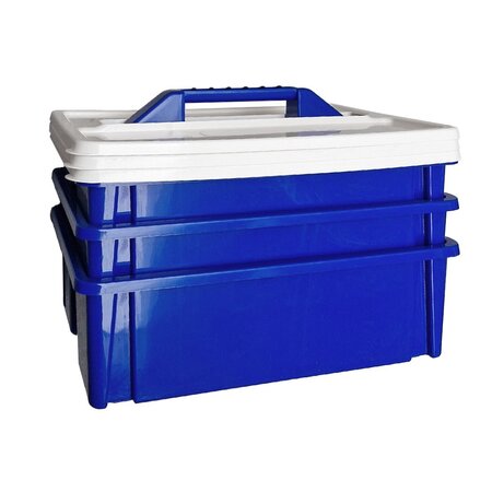 Consumptiemunten, 6000 stuks met 1-consumptie aan beide zijden samen met 3 gereedschapskisten c.q.  opbergboxen in het blauw.