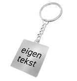 RVS sleutelhanger vierkant met tekst - per 1 stuk