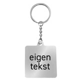 RVS sleutelhanger vierkant met tekst - per 1 stuk