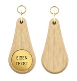 Houten hotel sleutelhanger Oaky Drop lichtbruin blanco of met gravering - per 1 stuk