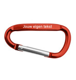 Karabijnhaak met tekst gravering 60x30mm rood - per stuk
