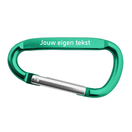 Karabijnhaak met tekst gravering 60x30mm groen - per stuk