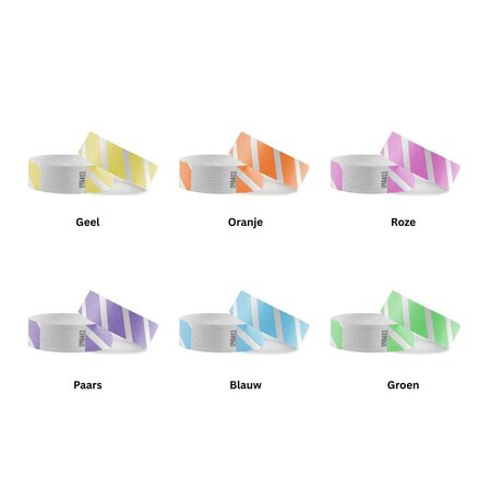 CombiCraft Tyvek gestreepte polsbandjes met jouw eigen ontwerp vanaf 5000 stuks - per 1000 stuks