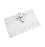Blanco acetaat naambadge met clip en speld 90x60mm - per 1 stuk