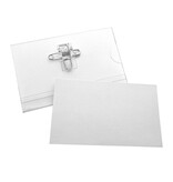 Blanco acetaat naambadge met clip en speld 90x60mm - per 1 stuk