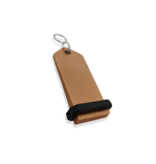 Midi Bumerang aluminium hotel sleutelhanger in brons met zilveren gravering 30x75 mm