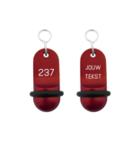 Mini Classic aluminium hotelsleutelhanger in rood met zilveren gravering