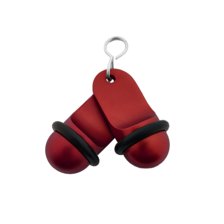 Mini Classic aluminium hotelsleutelhanger in rood met zilveren gravering