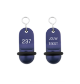 Mini Classic aluminium hotelsleutelhanger in blauw met zilveren gravering
