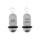 Mini Classic aluminium hotelsleutelhanger in zilver met zwarte gravering
