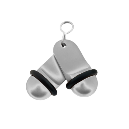 Mini Classic aluminium hotelsleutelhanger in zilver met zwarte gravering