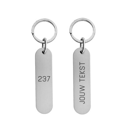 CombiCraft Victor Label aluminium hotel sleutelhanger zilver met zwarte gravering met afmetingen van 78 x 20 x 1,5 mm