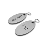 Cantal aluminium hotel sleutelhanger zilver met zwarte gravering