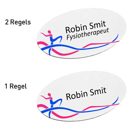 Kunststof naambadge Fysio 85x45mm met eigen tekst  - per 1 stuk