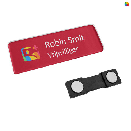 Plexiglas naambadge 75x25mm met naam en logo - per stuk