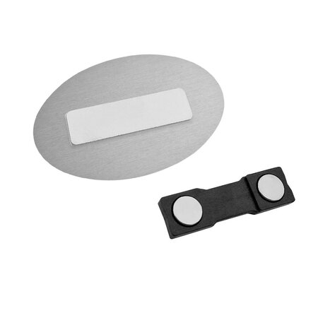 Aluminium naambadge Symphony 65x42,5mm met logo zilver - per stuk