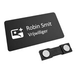 Aluminium naambadge Symphony 75x40mm met naam en logo zwart - per stuk