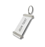 Breda aluminium hotel sleutelhanger zilver met gravering