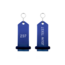 Midi Bumerang aluminium hotel sleutelhanger in blauw met zilveren gravering 30x75 mm