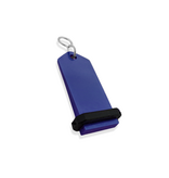 Midi Bumerang aluminium hotel sleutelhanger in blauw met zilveren gravering 30x75 mm