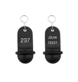 Mini Classic aluminium hotelsleutelhanger in zwart met zilveren gravering