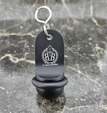 Mini Classic aluminium hotelsleutelhanger in zwart met zilveren gravering