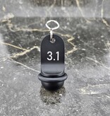 Mini Classic aluminium hotelsleutelhanger in zwart met zilveren gravering