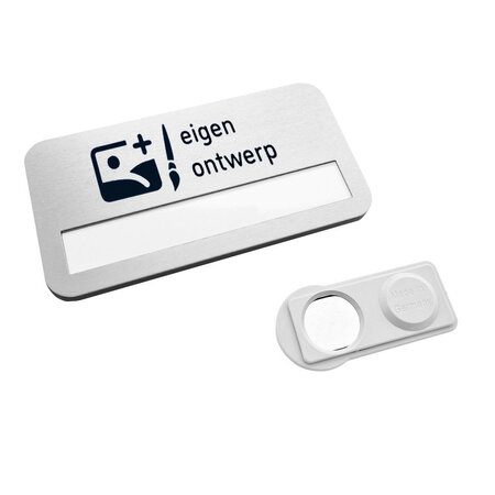 Aluminium naambadge Badgemaster 72x38mm eigen ontwerp - per stuk
