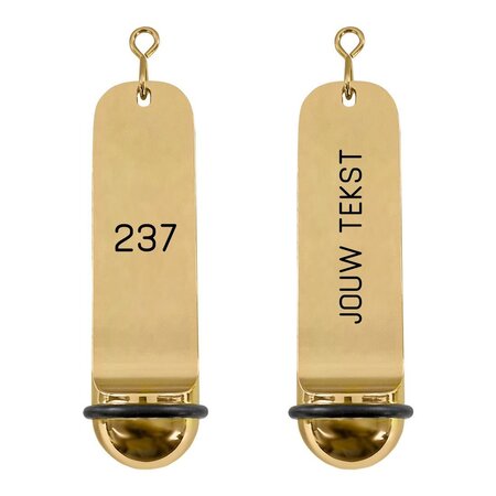 Metalen hotel sleutelhanger Classico 29x108mm goudkleurig met gravering - per stuk