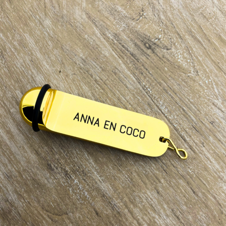 CombiCraft Metalen hotel sleutelhanger Classico 29x108mm met gravering goudkleurig - per stuk