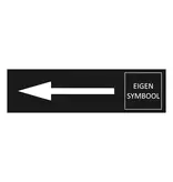 Zwart aluminium deurbordje pijl links en symbool 165 x 45 mm - per 1 stuk