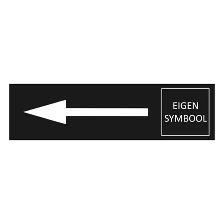 Zwart aluminium deurbordje pijl links en symbool 165 x 45 mm - per 1 stuk