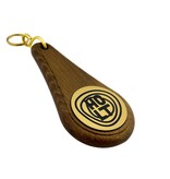 Houten hotel sleutelhanger Oaky Drop donkerbruin blanco of met gravering - per 1 stuk