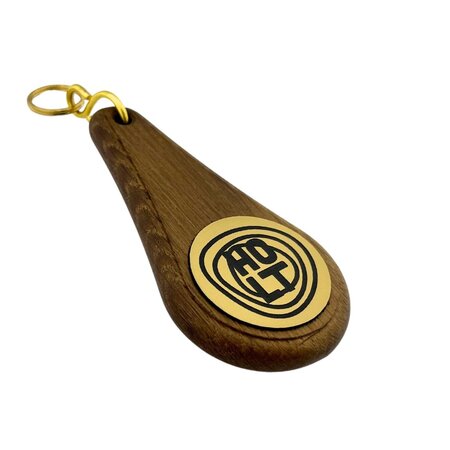 Houten hotel sleutelhanger Oaky Drop donkerbruin blanco of met gravering - per 1 stuk