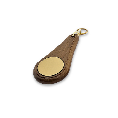 Houten hotel sleutelhanger Oaky Drop donkerbruin blanco of met gravering - per 1 stuk