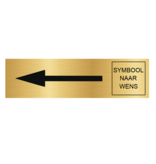 Goud aluminium deurbordje Pijl links en symbool 165 x 45 mm - per 1 stuk