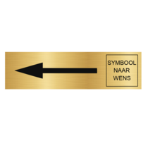 Goud aluminium deurbordje Pijl links en symbool