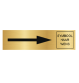 Goud aluminium deurbordje Pijl rechts en symbool 165 x 45 mm - per 1 stuk