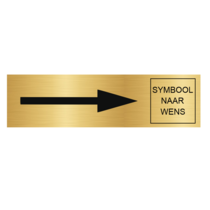 Goud aluminium deurbordje pijl rechts en symbool