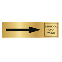Goud aluminium deurbordje pijl rechts en symbool