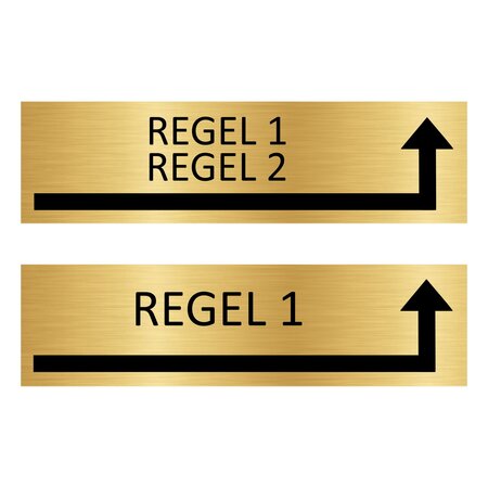 Goud aluminium deurbordje Eigen tekst om de hoek rechts 165 x 45 mm - per 1 stuk