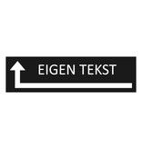 Zwart aluminium deurbordje eigen tekst om de hoek links 165 x 45 mm - per 1 stuk