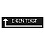 Zwart aluminium deurbordje eigen tekst om de hoek links 165 x 45 mm - per 1 stuk