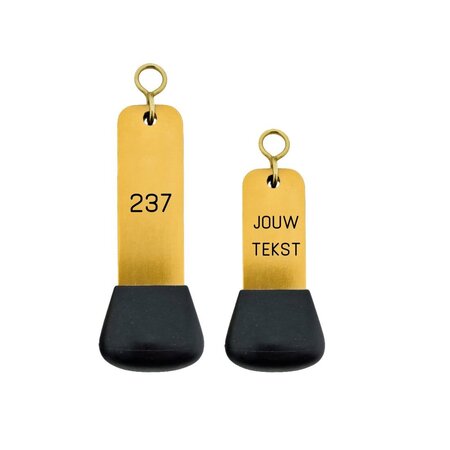 Vernet aluminium hotel sleutelhanger goud met zwarte gravering